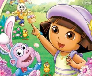 Puzle Dora a aventureira na Páscoa