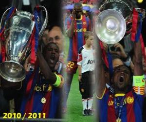 Puzle Éric Abidal encontro como o capitão da Copa, Liga dos Campeões 2010-2011