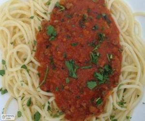 Puzle Espaguete com molho de tomate