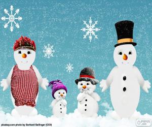 Puzle Família bonecos de neve
