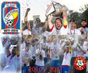 Puzle FC Viktoria Plzen, campeão da liga Checa do futebol, Gambrinus Liga 2010-2011