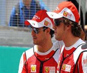 Puzle Felipe Massa, Fernando Alonso - Ferrari - Sepang 2010