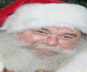 Puzle Feliz com seu chapéu de Papai Noel e barba branca