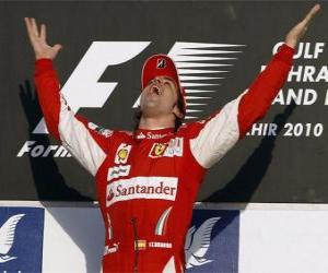 Puzle Fernando Alonso comemora vitória no GP do Bahrein (2010)