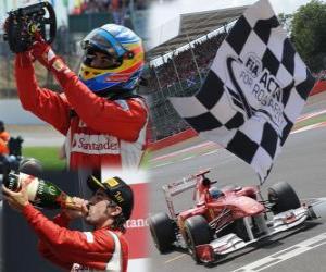 Puzle Fernando Alonso comemora a vitória no Grande Prémio da Grã-Bretanha (2011)
