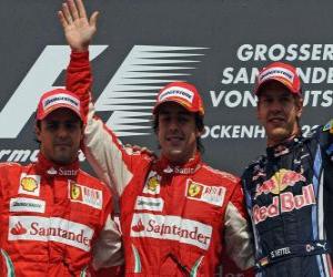Puzle Fernando Alonso, Felipe Massa, Sebastian Vettel, Hockenheim, Grande Prêmio da Alemanha (2010) (1 º, 2 º e 3 º classificados)