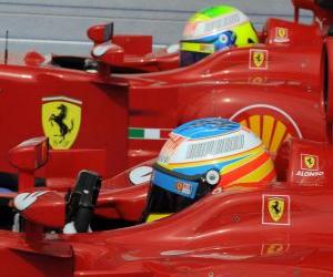 Puzle Fernando Alonso, Felipe Massa - Ferrari - 2010 Grande Prêmio da Hungria