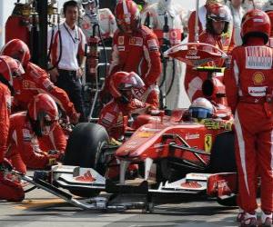 Puzle Fernando Alonso nos boxes - Ferrari - Monza 2010