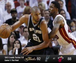 Puzle Finais da NBA de 2013, 1 jogo, San Antonio Spurs 92 - Miami Heat 88