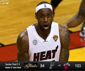 Puzle Final da NBA 2013, 2 nd jogo, San Antonio Spurs 84 - Miami Heat 103