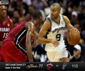 Puzle Final da NBA 2013, 3 jogo, Miami Heat 77 - San Antonio Spurs 113