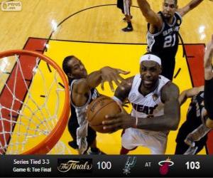 Puzle Final da NBA 2013, 6 jogo, San Antonio Spurs 100 - Miami Heat 103