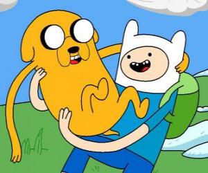 Puzle Finn e Jake, os principais protagonistas de Adventure Time, Hora de Aventura