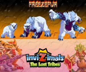 Puzle Freezefur, última evolução. Invizimals Tribos Perdidas. Uma enorme besta, violenta e feroz