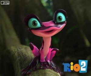 Puzle Gabi, uma pequena rã venenosa, uma personagem do novo filme Rio 2