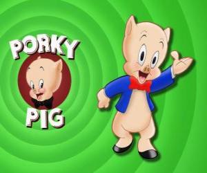 Puzle Gaguinho ou Porky Pig, um personagem de desenho animado em Loonely Tunes da Warner Bros