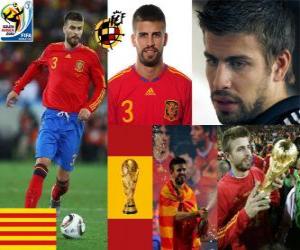 Puzle Gerard Pique (O dandy de Espanha), a defesa da equipe espanhola