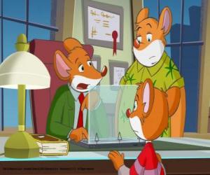 Puzle Geronimo Stilton, com seu primo Trap e seu sobrinho Benjamin