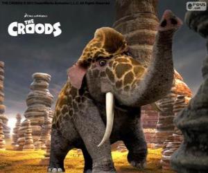 Puzle Girelephant de Os Croods, um cruzamento entre uma girafa e um elefante