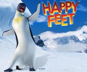 Puzle Gloria é um pinguim imperador do sexo feminino, Mano ou Mumble está apaixonado de Gloria no filme Happy Feet