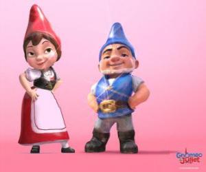 Puzle Gnomeo e Julieta, os protagonistas de um filme baseado em Romeu e Julieta de Shakespeare