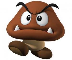 Puzle Goomba, inimigo de Mario, uma espécie de cogumelo, com os pés