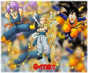 Quebra-cabeça de dragon ball, son goe veget, de desenho animado