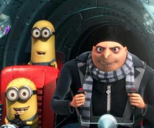 Puzle Gru e seus asseclas nos controles da nave espacial