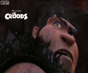 Puzle Grug, um homem das cavernas e patriarca da família Croods