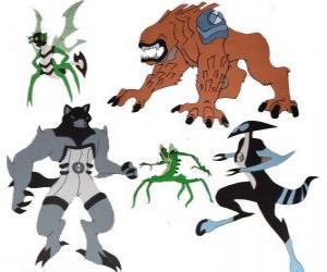 Puzle Grupo de cinco dos aliens do Omnitrix de Ben 10