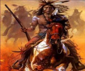 Puzle Guerreiro índio cavalgando