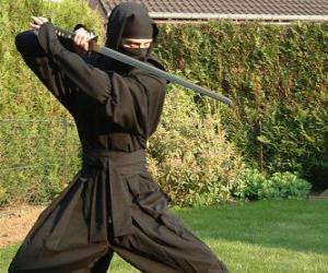 Puzle Guerreiro ninja e a luta com o katana