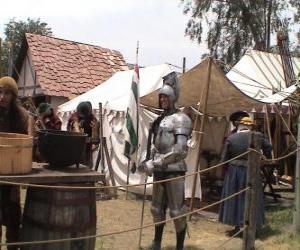 Puzle Guerrero protegido com armadura e capacete e armado