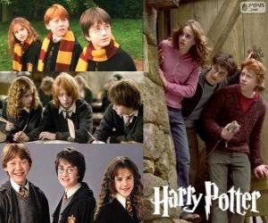 Puzle Harry Potter e seus amigos Ron e Hermione