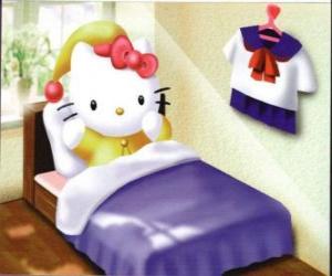 Puzle Hello Kitty au lit