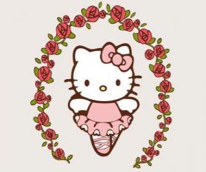 Puzle Hello Kitty com flores