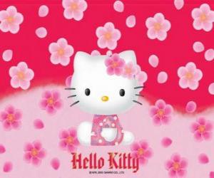 Puzle Hello Kitty com flores