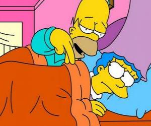 Puzle Homer e Marge na cama