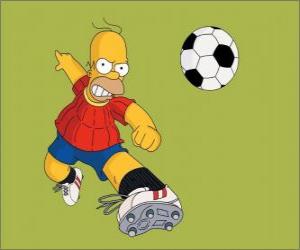 Puzle Homer Simpson jogar futebol