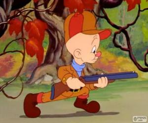 Puzle Hortelino Troca-Letras, Elmer Fudd em inglês, o caçador que tenta caçar Bugs Bunny