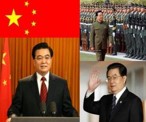 Puzle Hu Jintao secretário-geral do Partido Comunista Chinês e presidente da República Popular da China