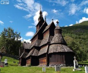 Puzle Igreja de madeira de Borgund, Noruega