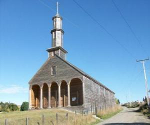 Puzle Igrejas de Chiloé, construído inteiramente de madeira. Chile.