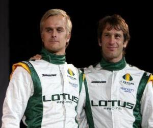 Puzle Jarno Trulli e Heikki Kovalainen, pilotos da equipe Lotus Racing