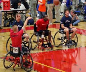 Puzle Jogador de basquetebol de cadeira de rodas atirando a bola ao cesto