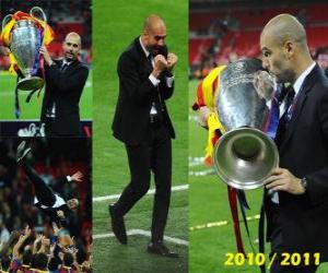 Puzle Josep Guardiola, celebrando a Liga dos Campeões 2010-2011