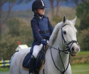 Puzle Jovem cavaleira montando, menina a cavalo