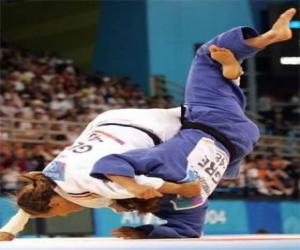 Puzle Judô - Dois judokas praticando