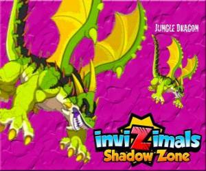 Puzle Jungle Dragon. Invizimals A nova dimensão. Dragões da floresta tem uma arma poderosa, um ácido que cuspir contra o inimigo