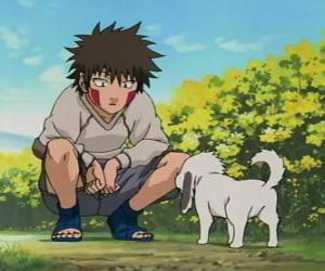 Puzle Kiba Inuzuka e seu cão e melhor amigo Akamaru fazem parte da Equipe 8